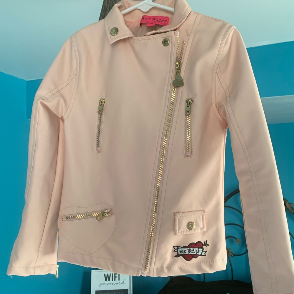 Pink leather betsey Johnson jacket